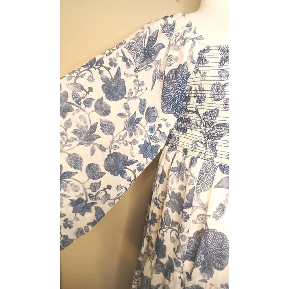 Sachin & Babi Dress Sz Small Blue Floral Shirred Mini w/ Baloon Sleeve Lined NWT - Picture 10 of 16